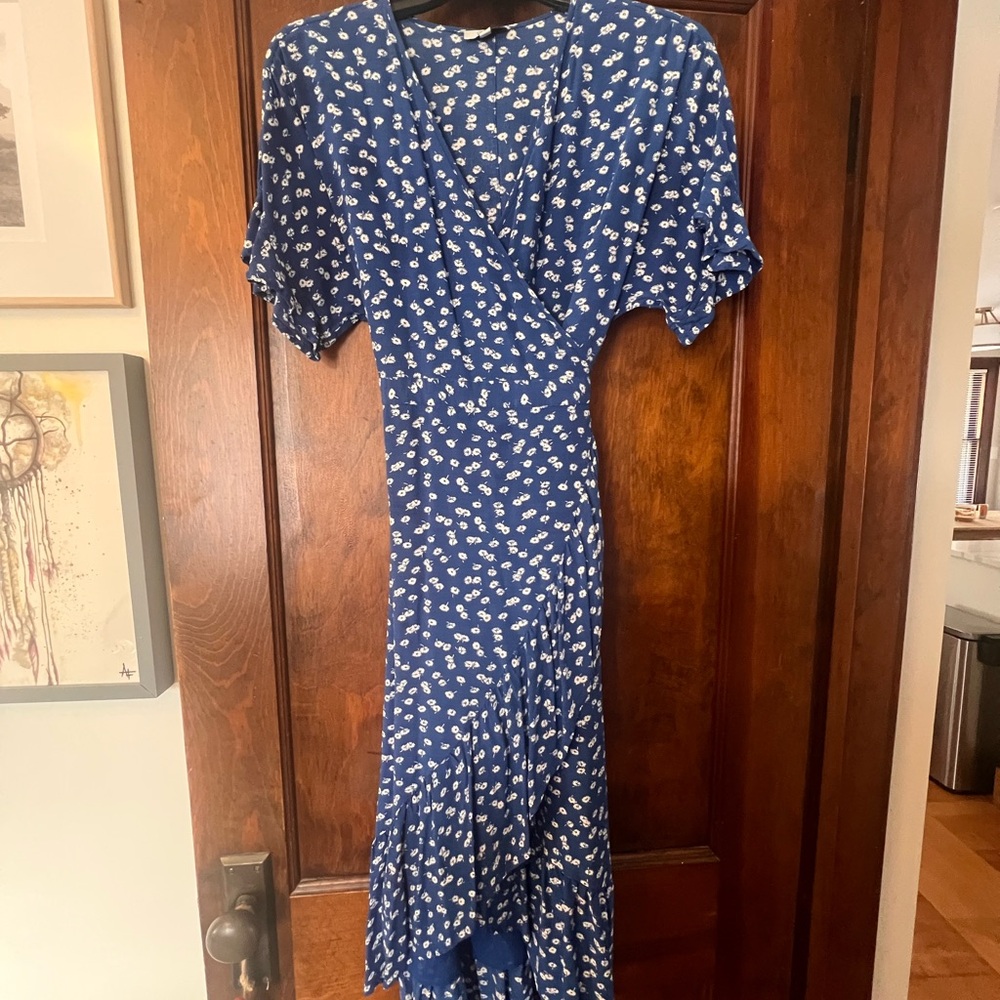 Floral Blue Wrap Dress